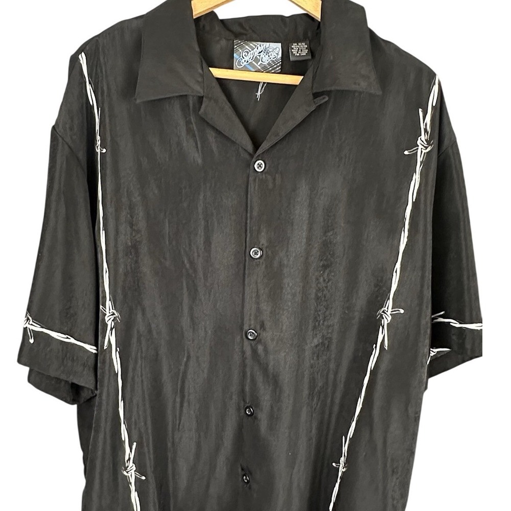 Sapphire Lounge Mens Barbed Wire Button Up Shirt Black XXL M212WM Security NWT